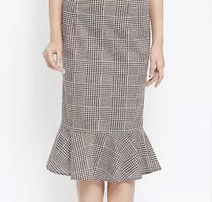 Checked Formal Peplum Skirt